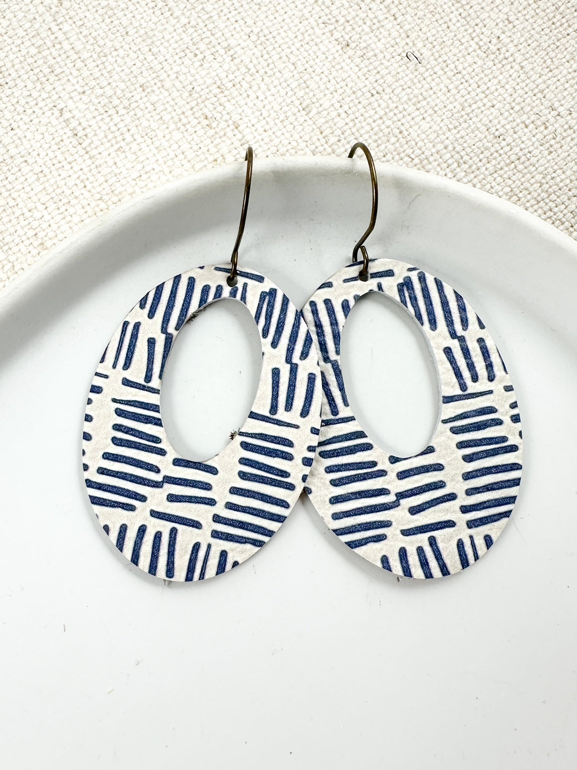 Indigo & Stone Earrings, Small Walnut