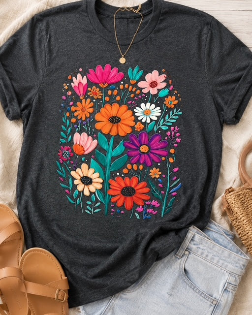 Painted Garden Tee | Colorful Flower Graphic T-Shirt – Anabelle + Oak