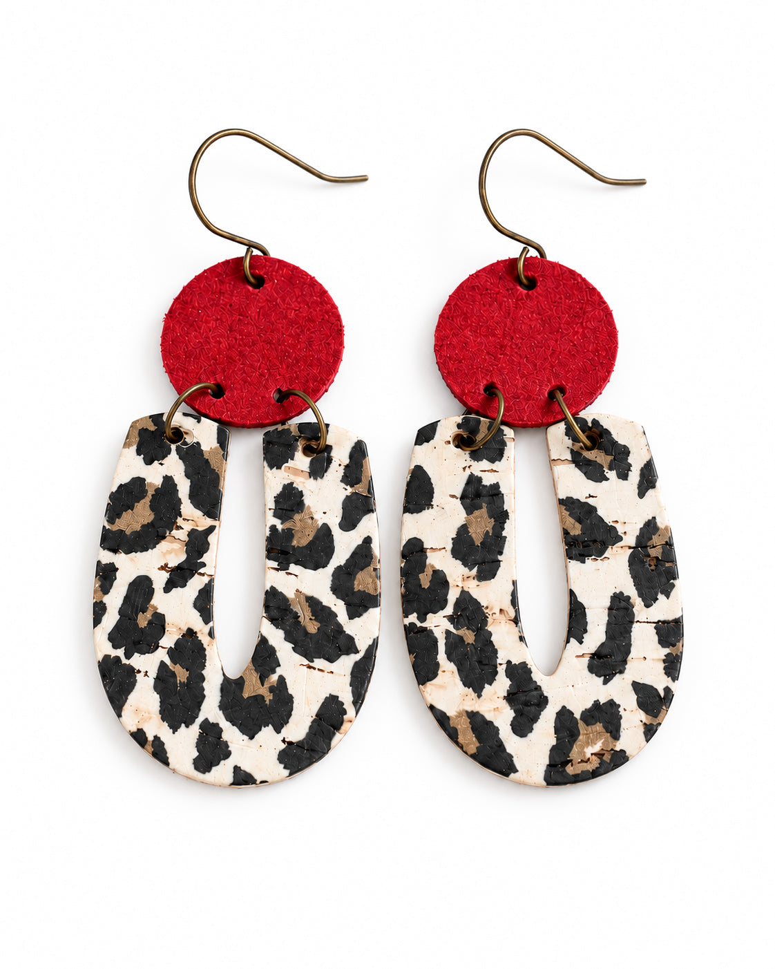 Red Velvet Leopard Earrings on a clean white background showing the lightweight layered design