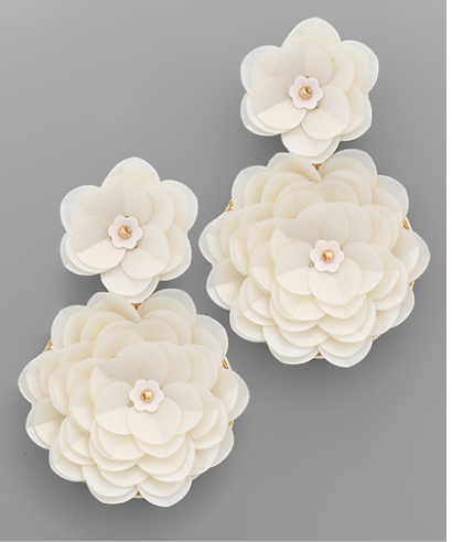 Petal Blossom Earrings, White