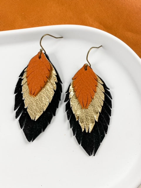 Orange & Black Fringe Feathers