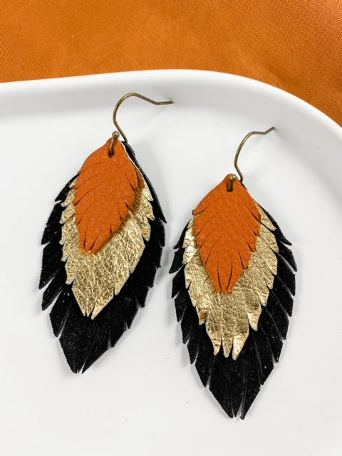 Orange & Black Fringe Feathers