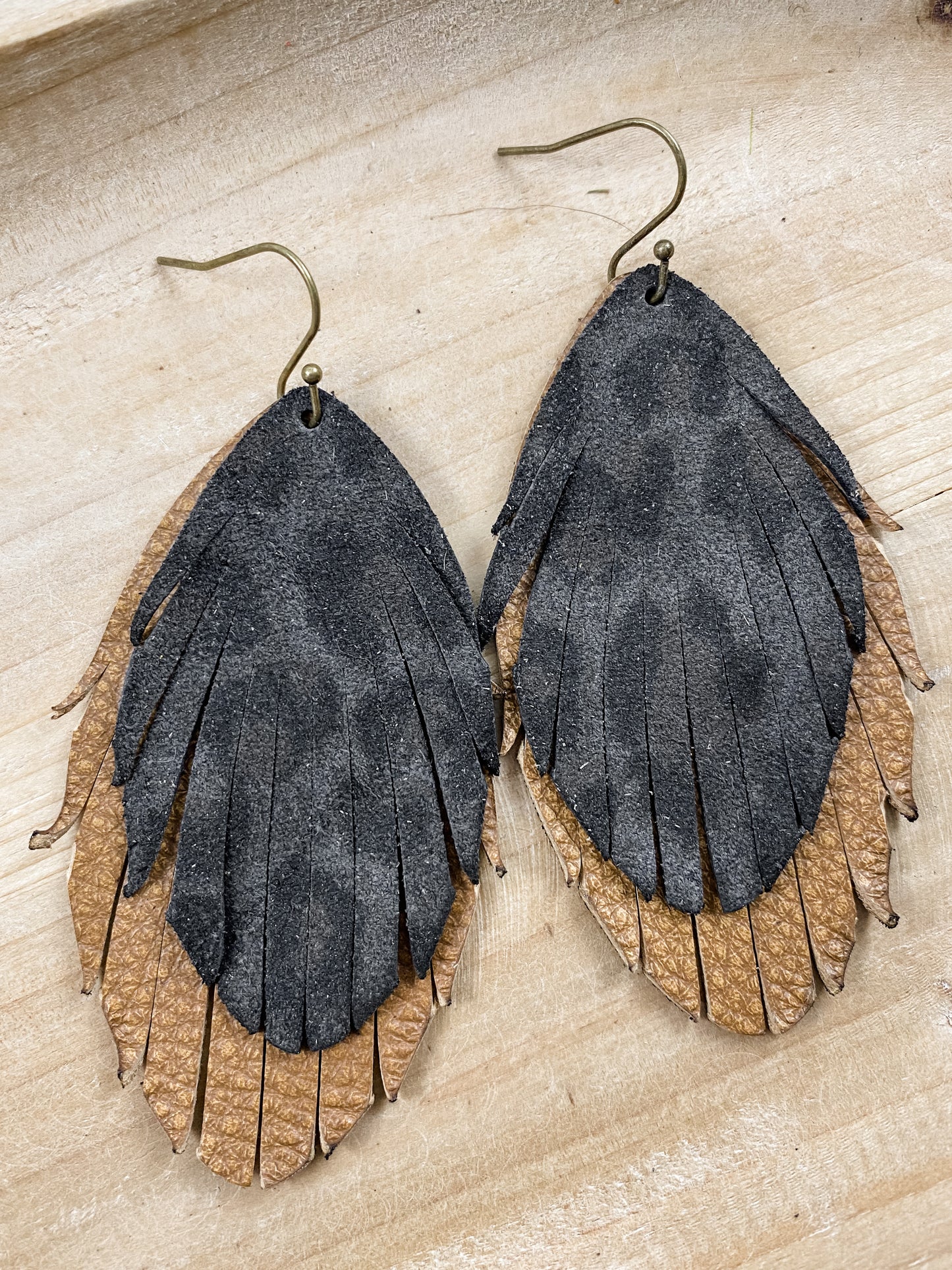 Leopard & Camel Fringe Feathers