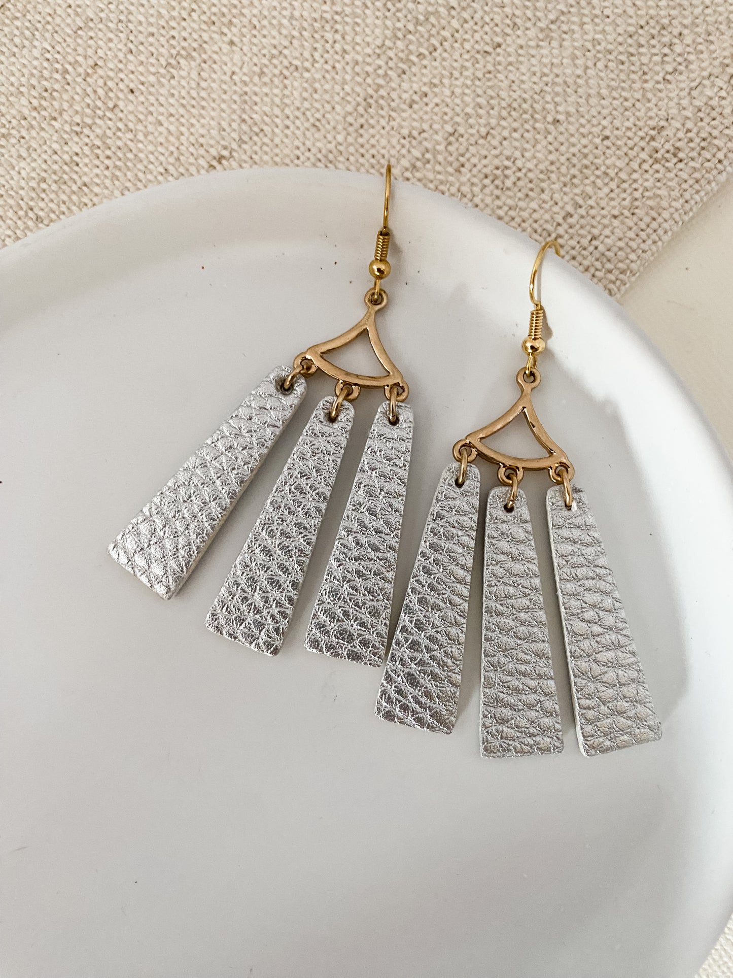 Silver Leather Tassel Drops