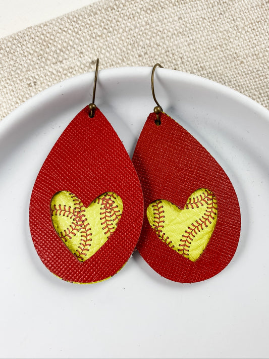 Heart of the Game Earrings, Softball
