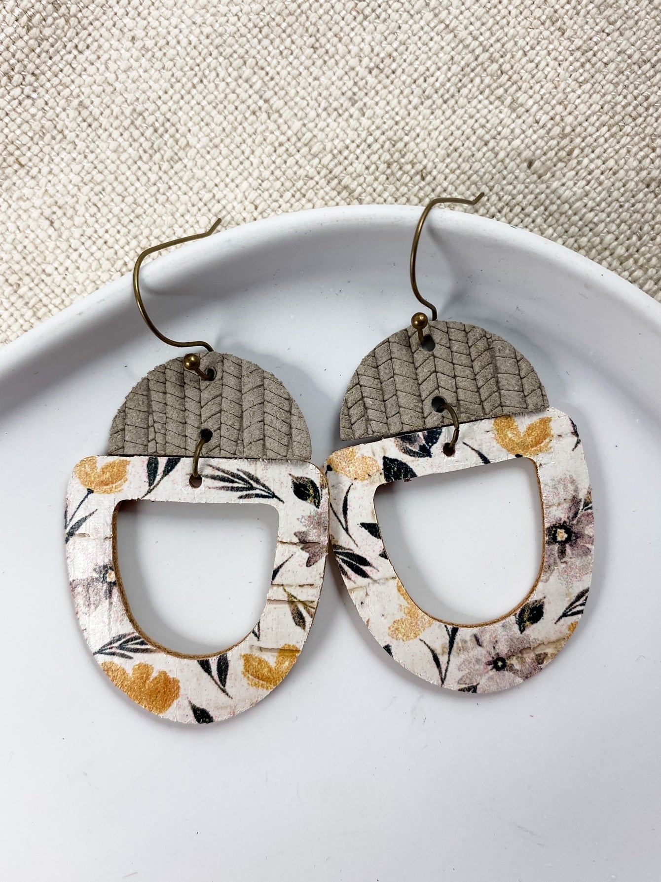 Mustard & Gray Floral Drops