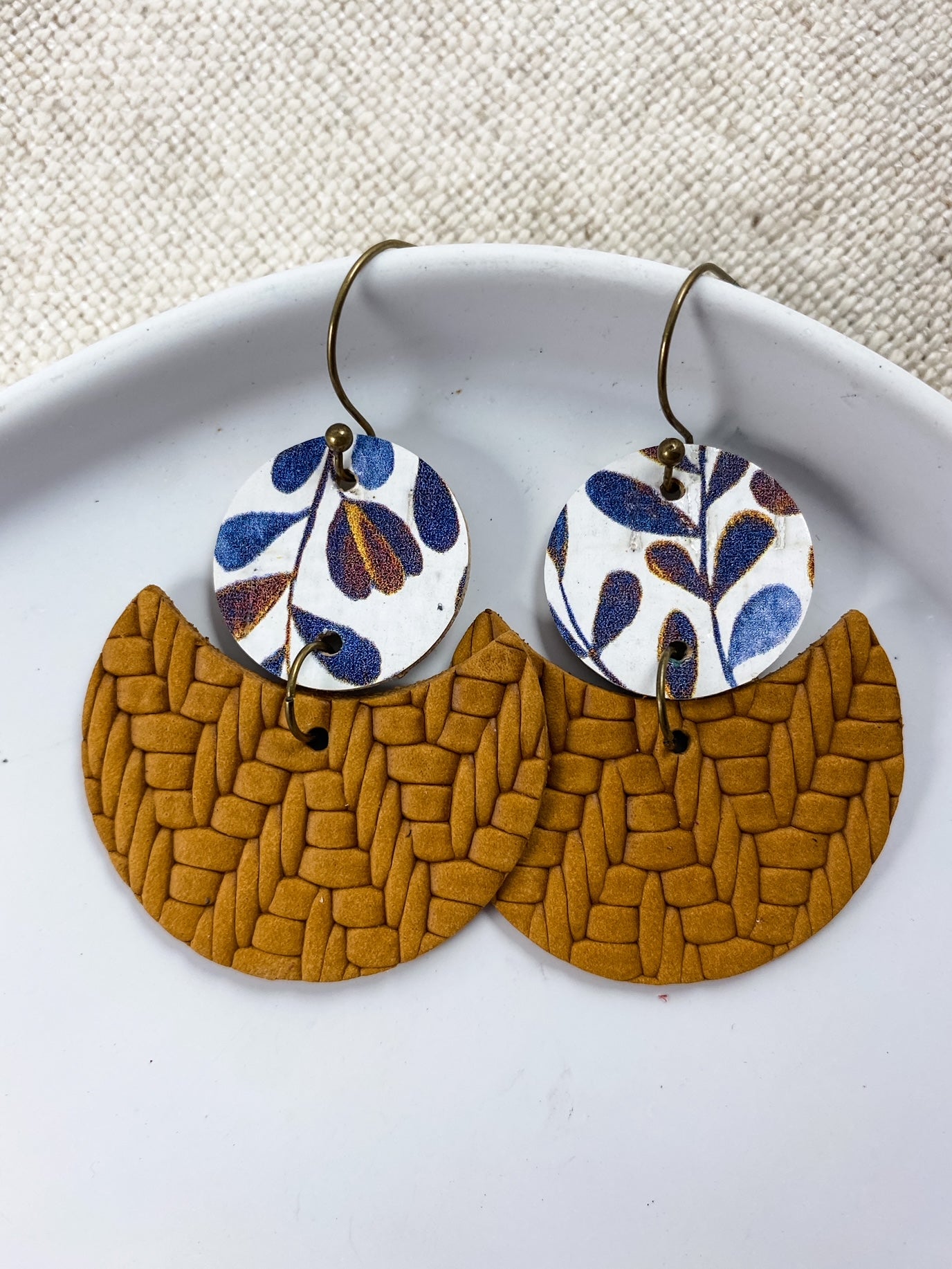 Mustard & Navy Floral Drops