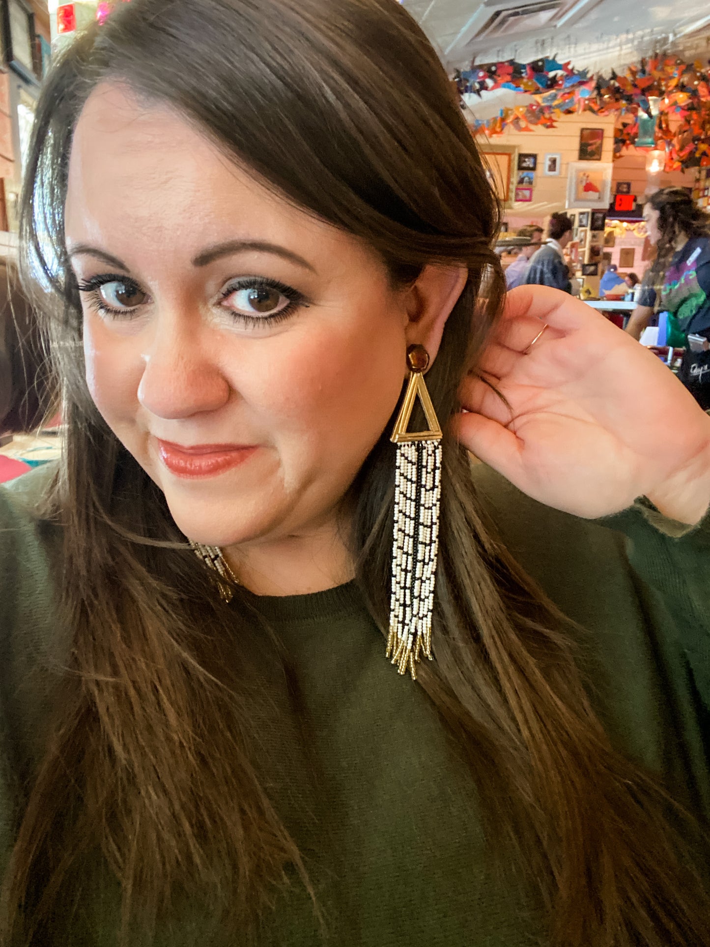 Black & White Shoulder Duster Earrings