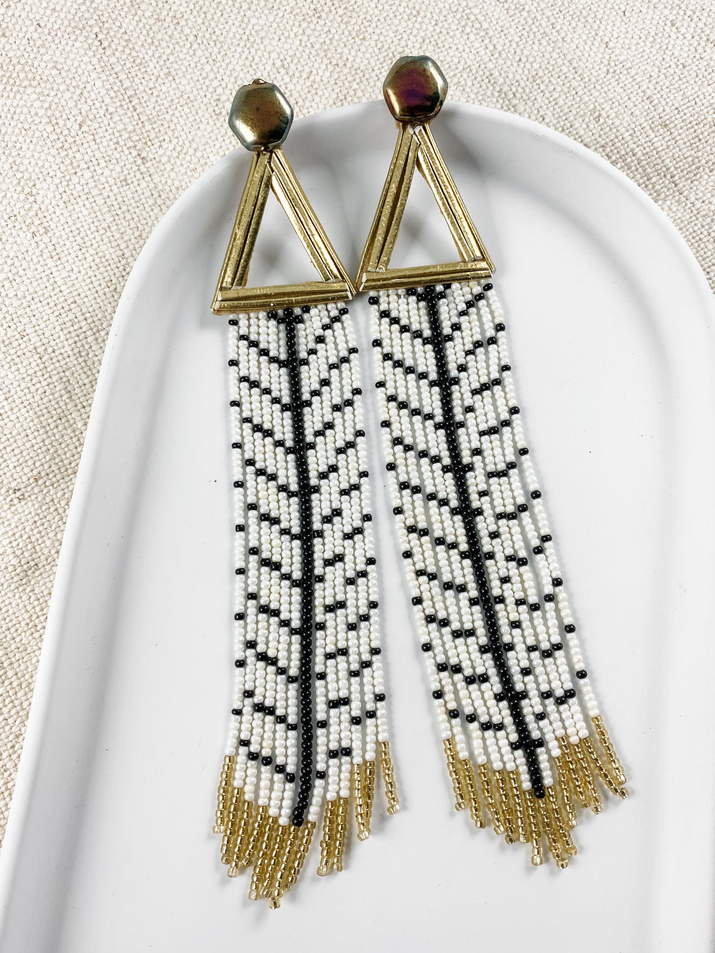 Black & White Shoulder Duster Earrings