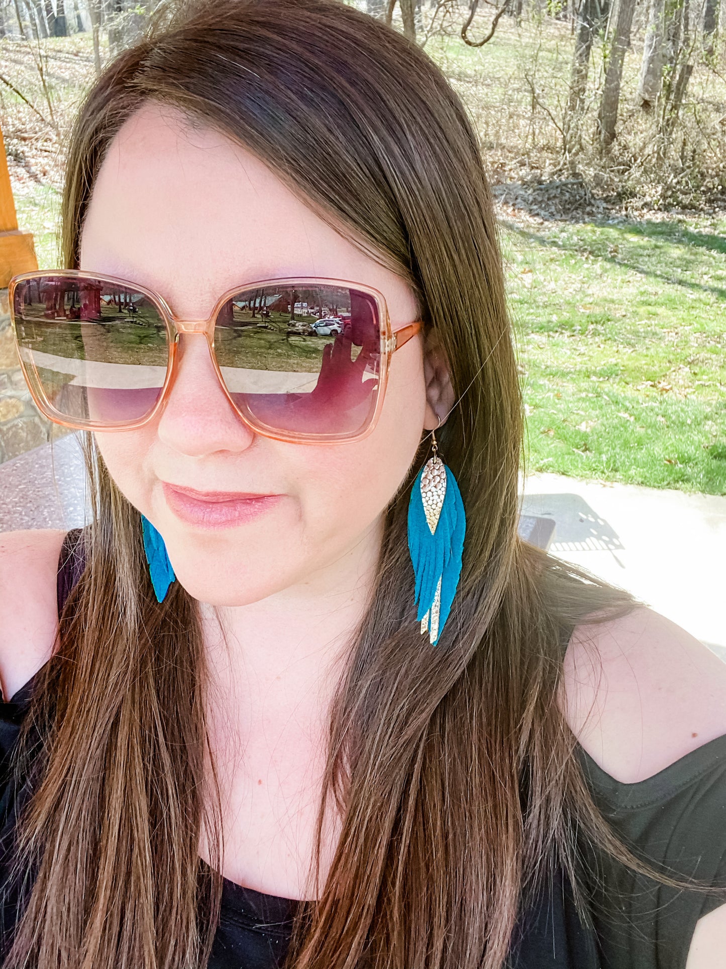 Turquoise & Gold Boho Feathers