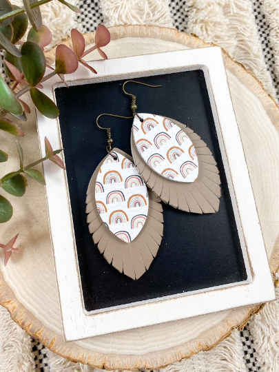 Boho Rainbow Stacked Feathers