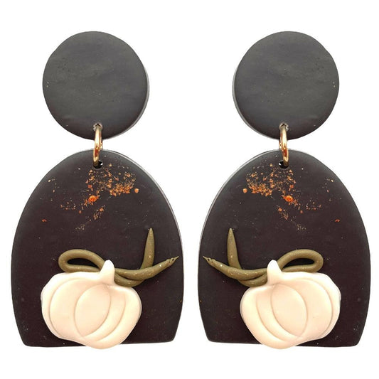 Black Pumpkin Clay Earrings