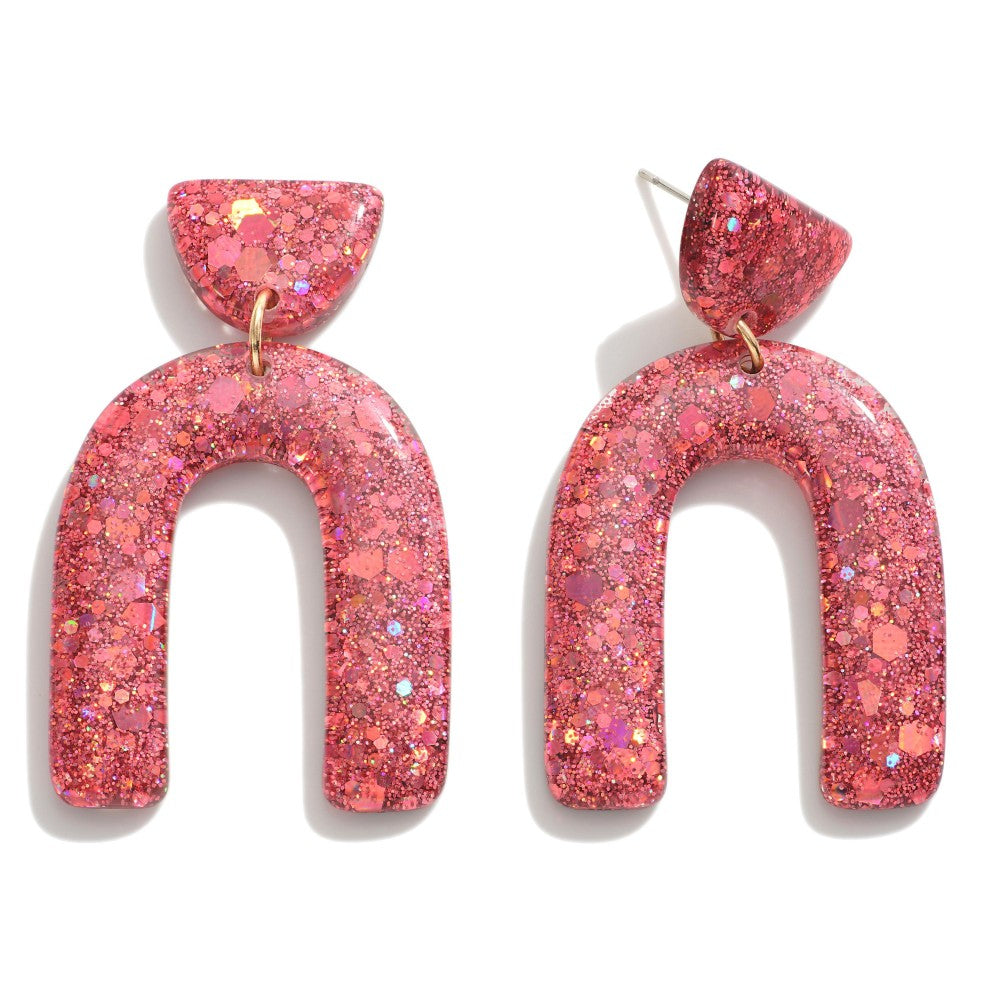 Sparkling Arch Earrings, Mauve