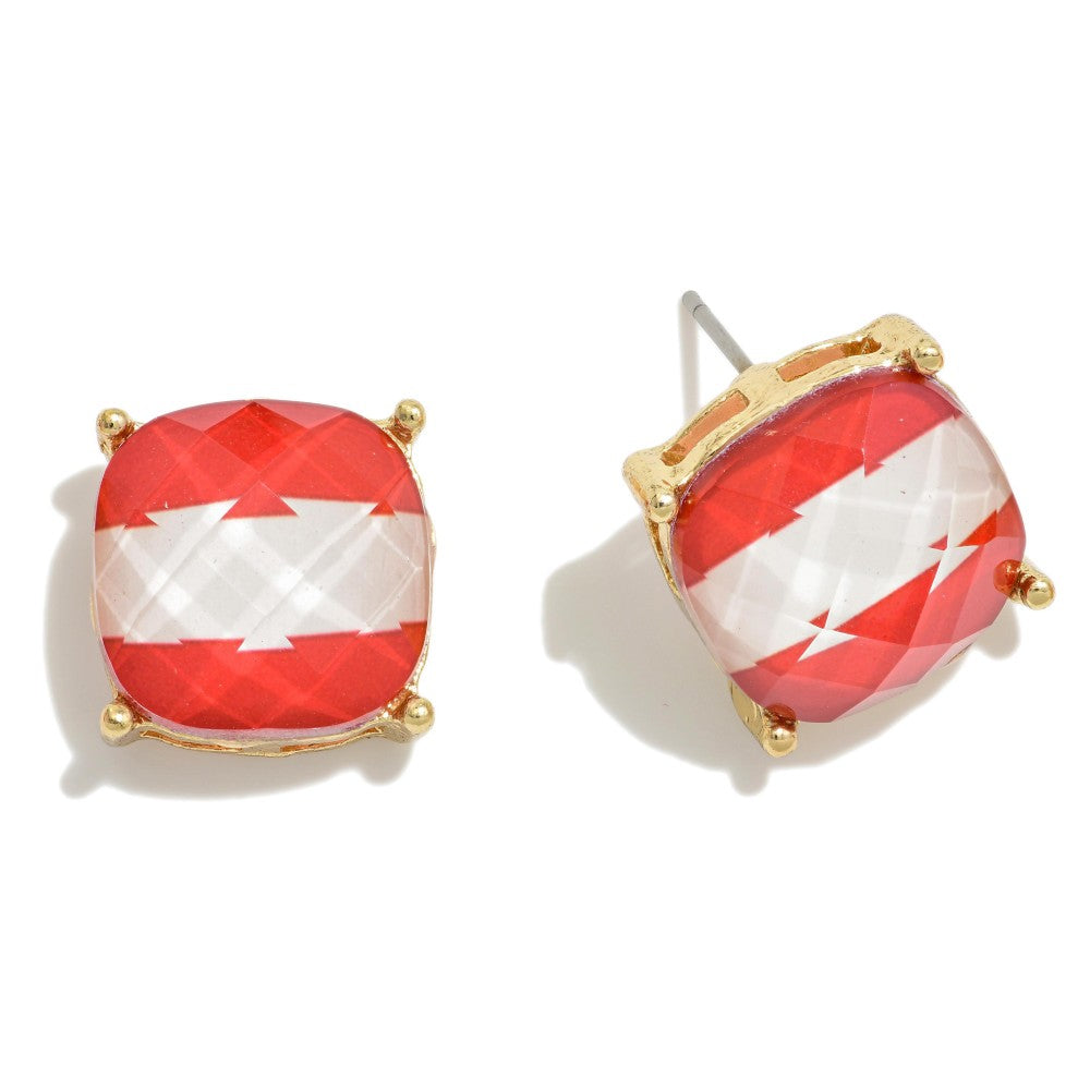 Striped Studs, Red & White