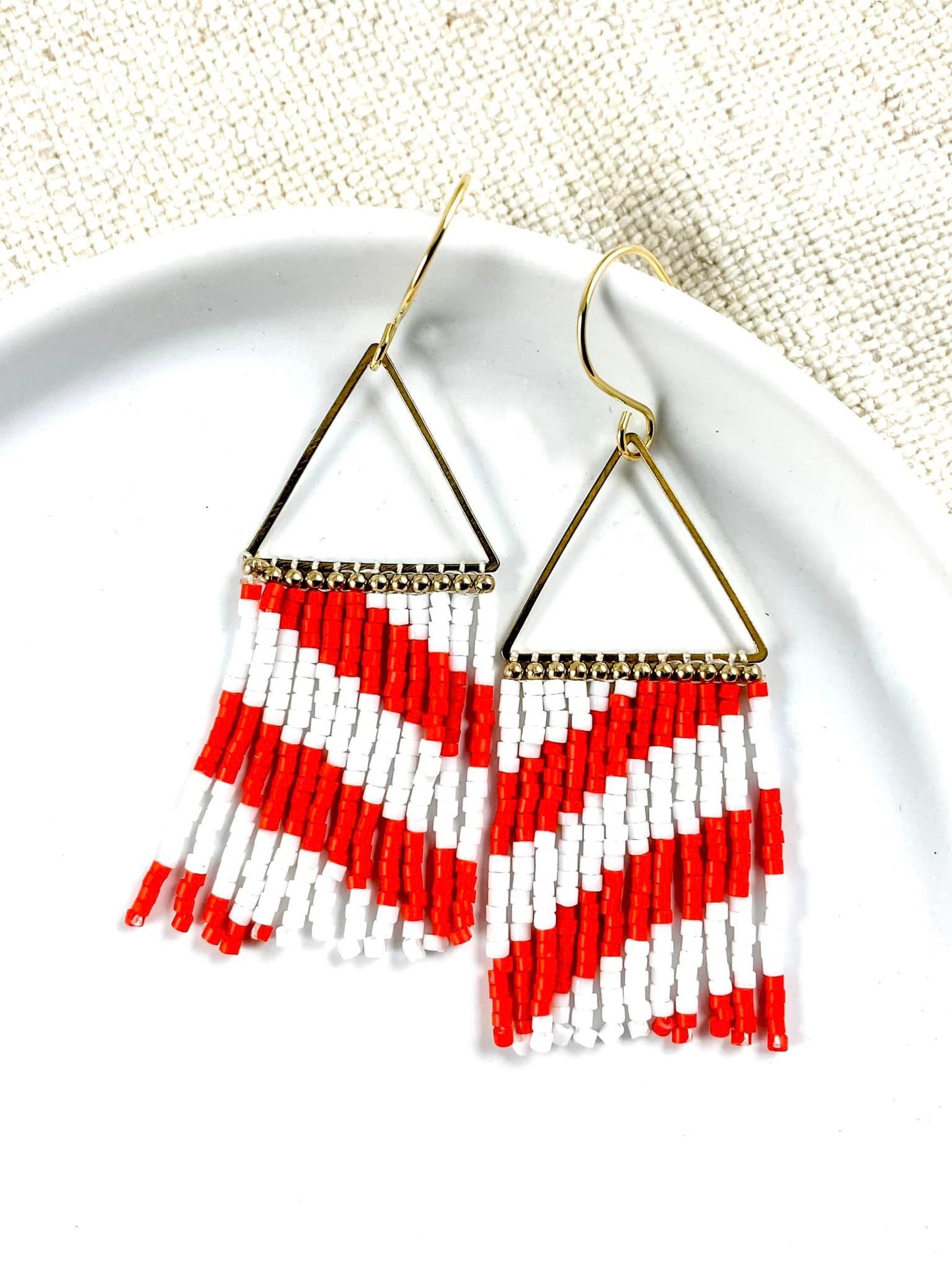 Red & White Bead Fringe