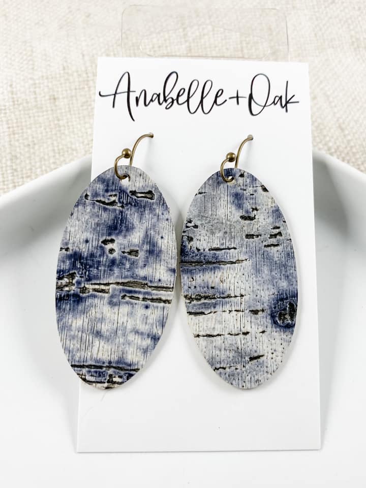 Gray Distressed Oval Drops