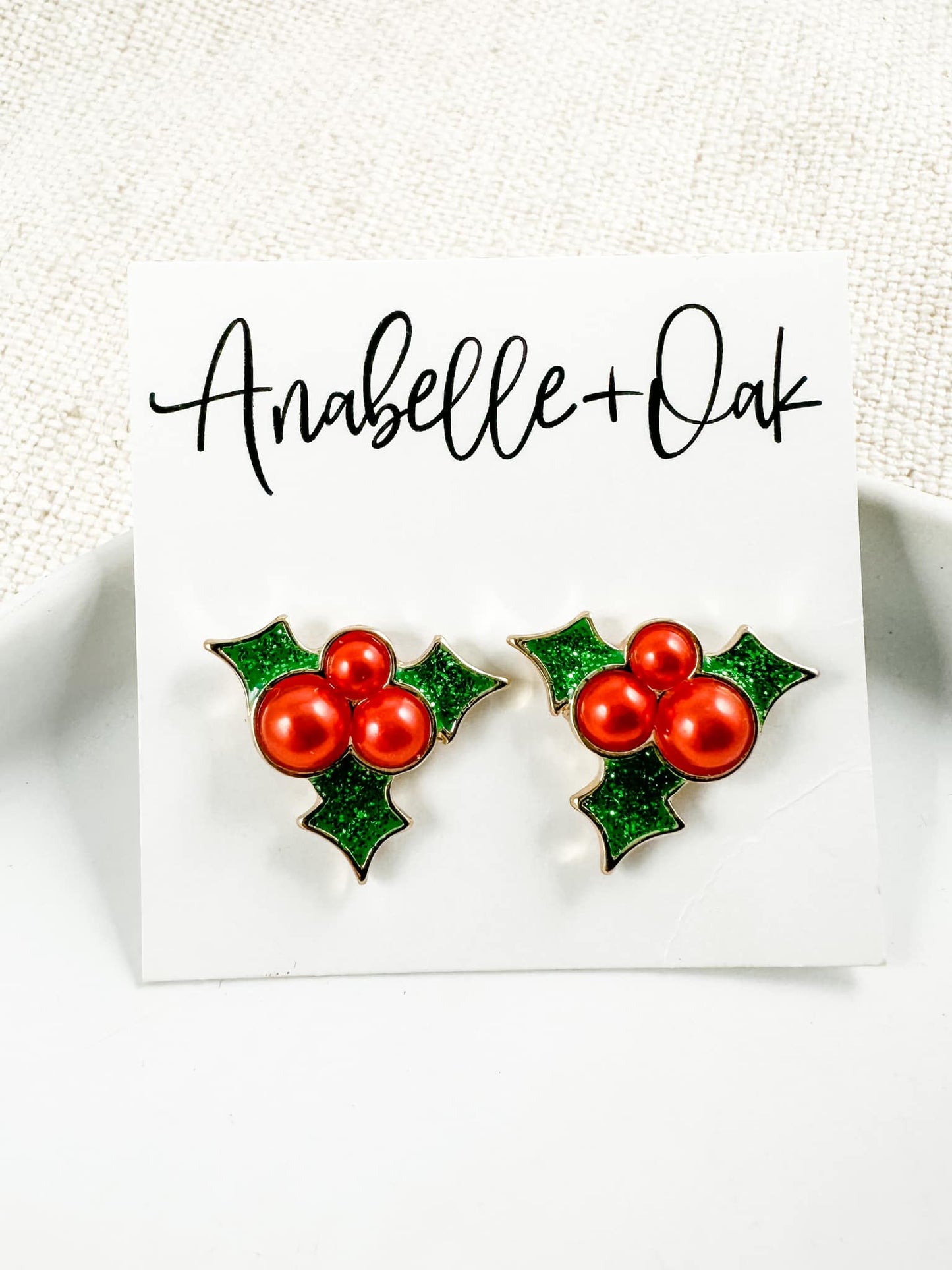 Christmas Holly Studs