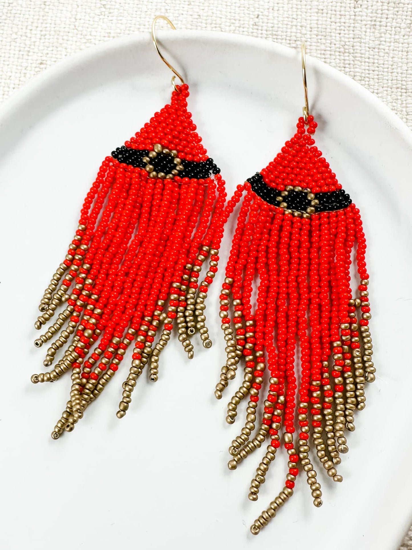 Santa's Suit Fringe Earrings