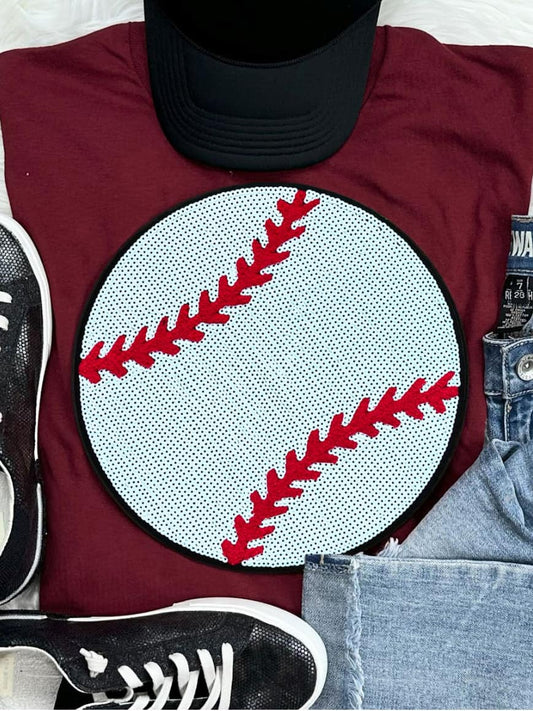 Baseball Sequin Patch Tee