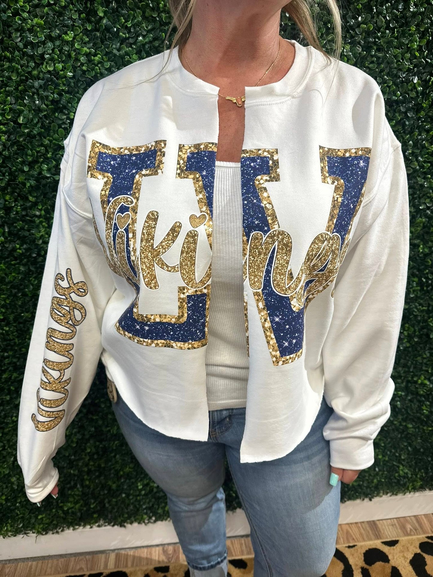 Sideline Split Sweatshirt Cardigan--PREORDER, CUSTOMIZEABLE