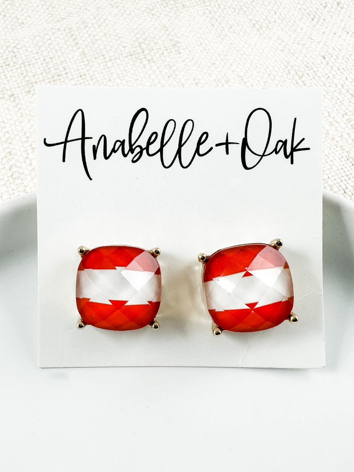 Striped Studs, Red & White