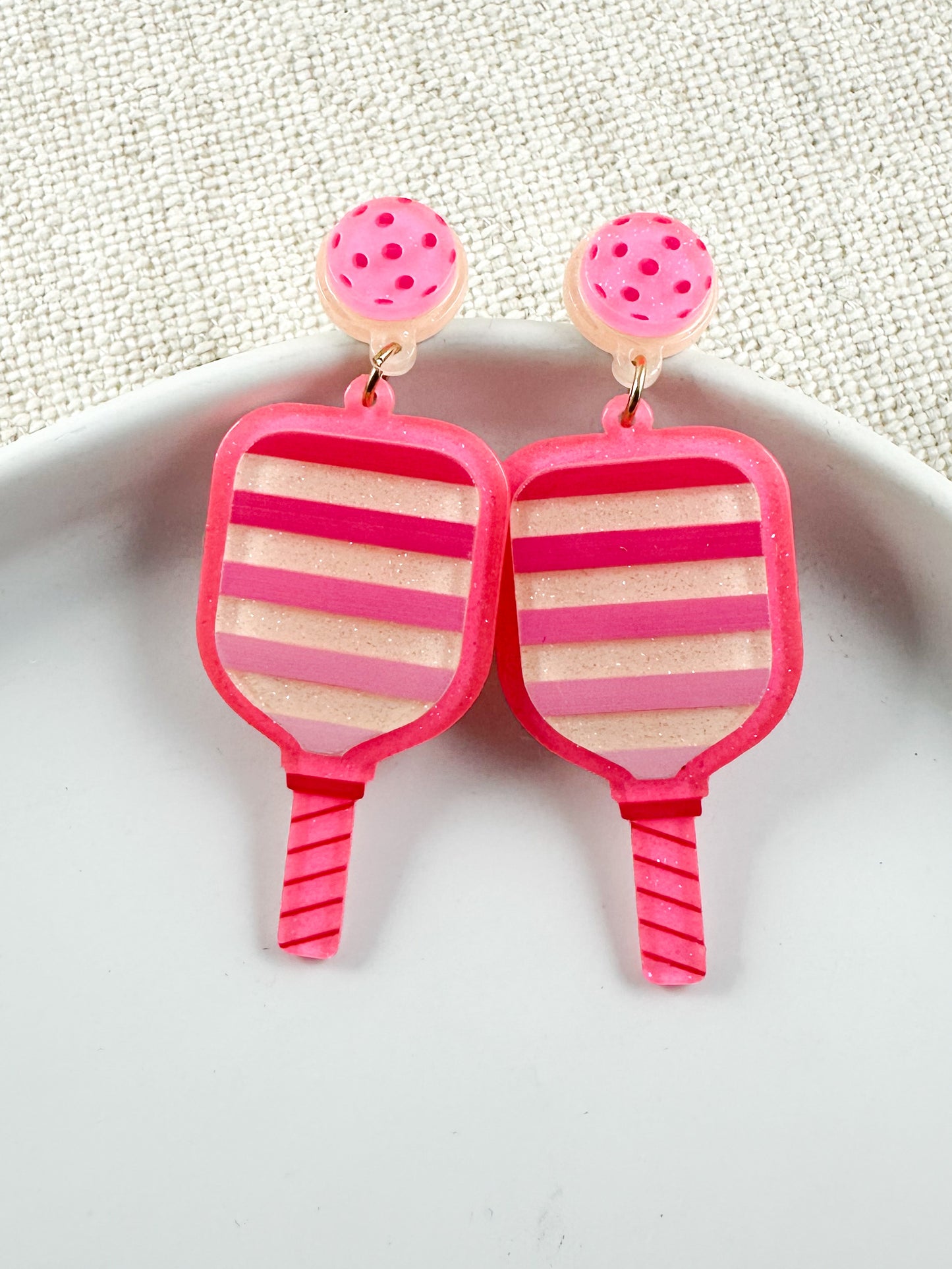 Pickleball Swing Earrings, Pink