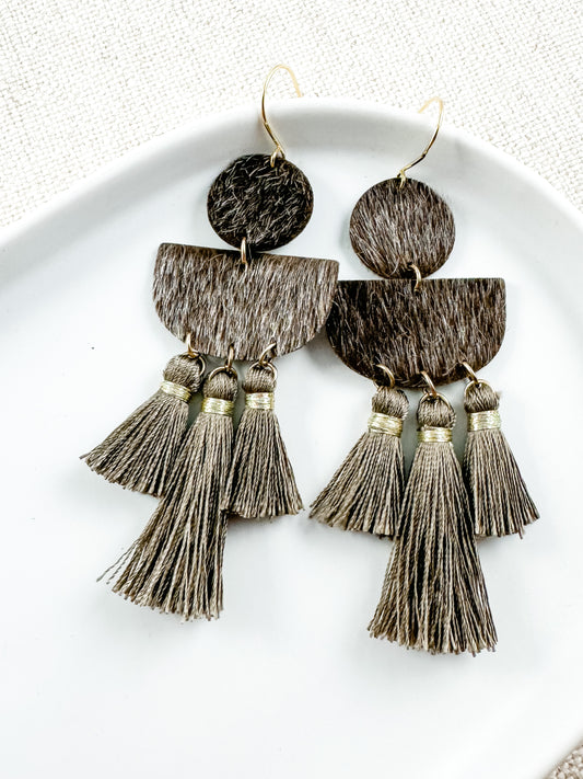 Desert Tassel Earrings, Charcoal