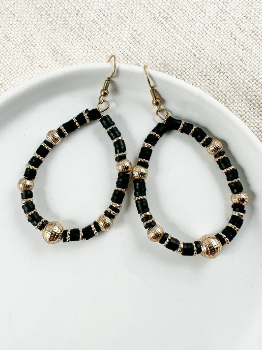 Posh Hardware Earrings, Black & Gold