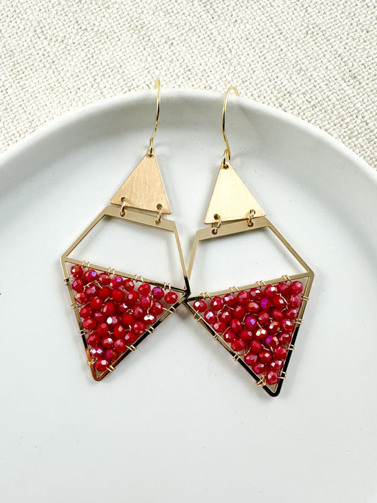 Arrowhead Radiance Earrings, Red