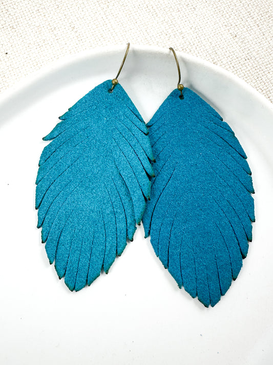 Turquoise Feather Earrings