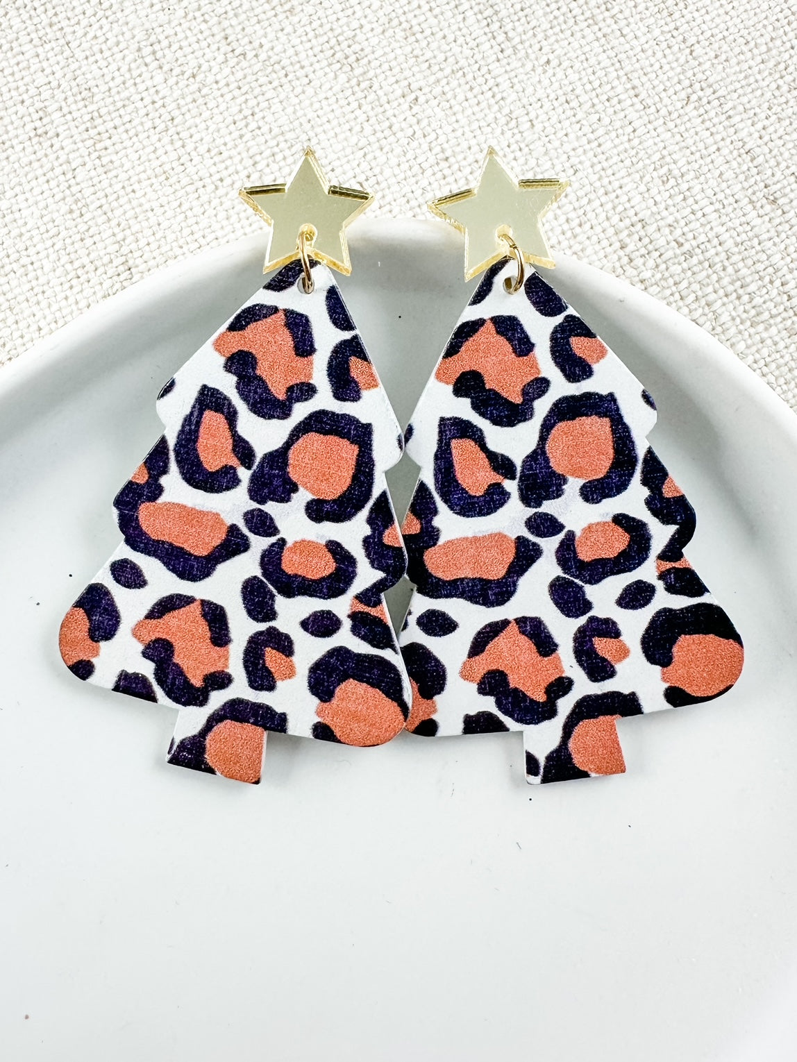 Rosy Leopard Tree Earrings