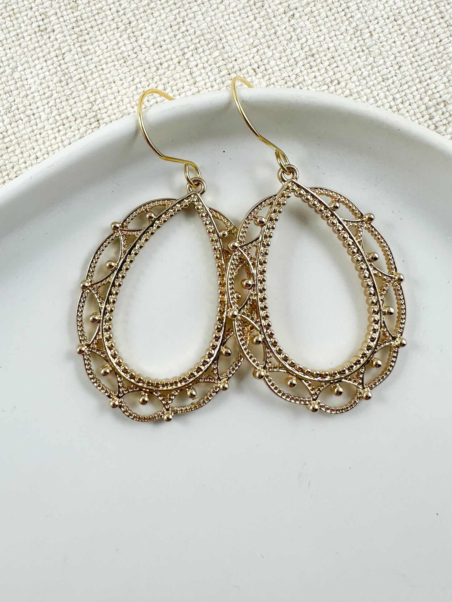 Lace Filigree Earrings, Gold