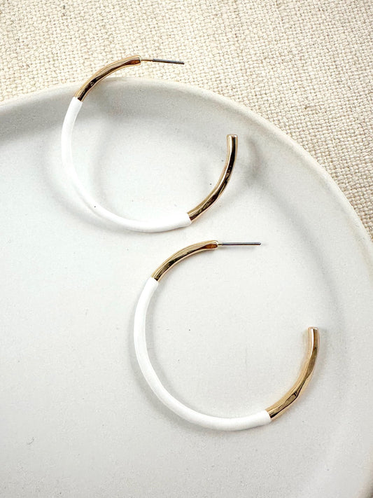 Color Block Hoops, White