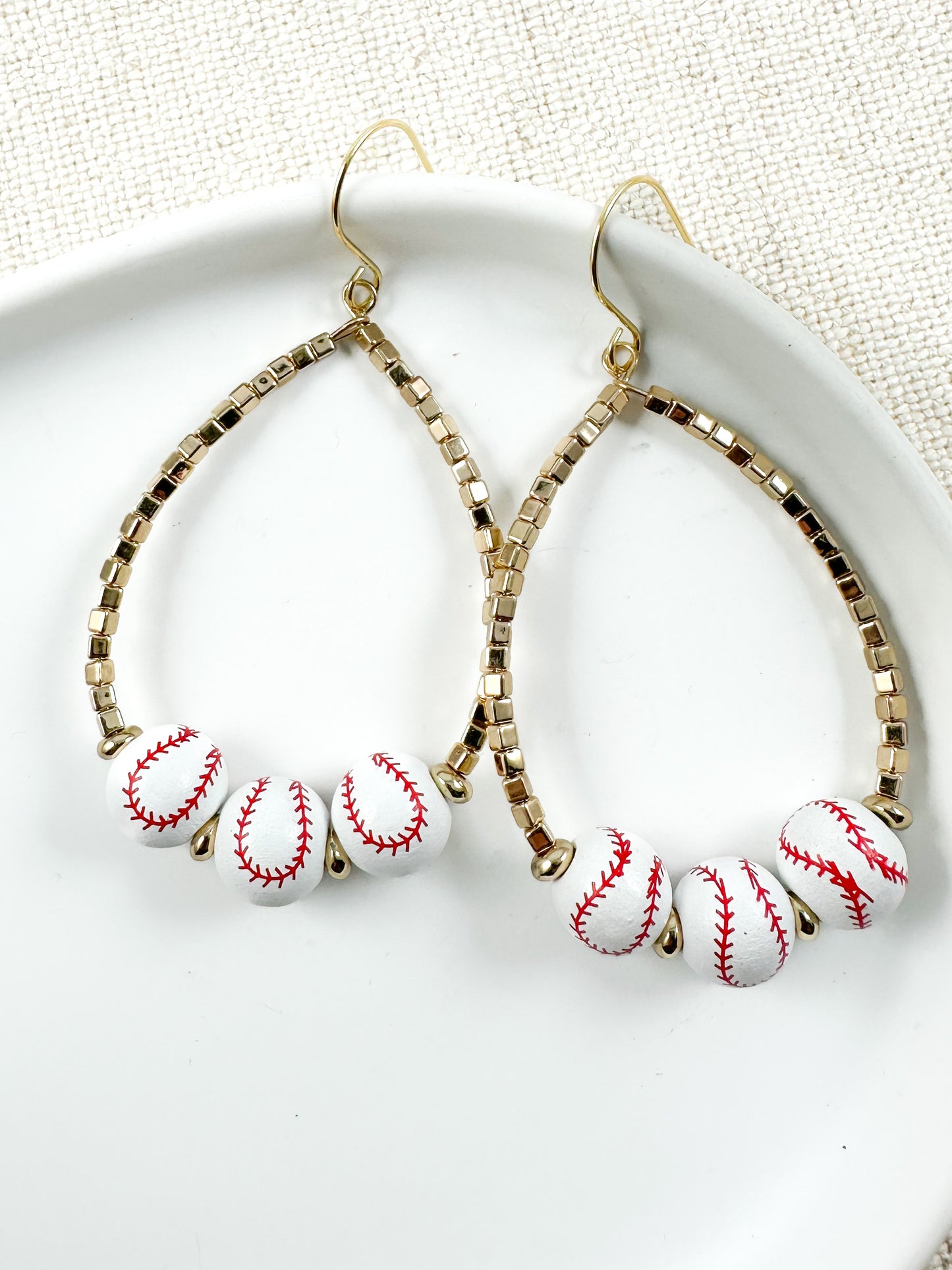 Baseball Bead Earrings