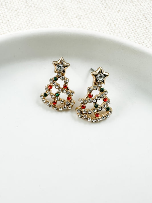 Starry Spruce Studs, Red & Green