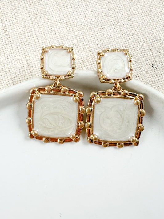 Empress Touch Earrings, Ivory