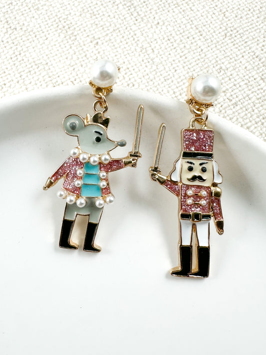 Nutcracker Duel Earrings, Pink