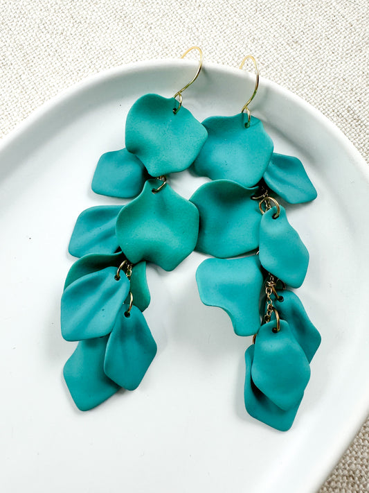 Falling Petals Earrings, Turquoise