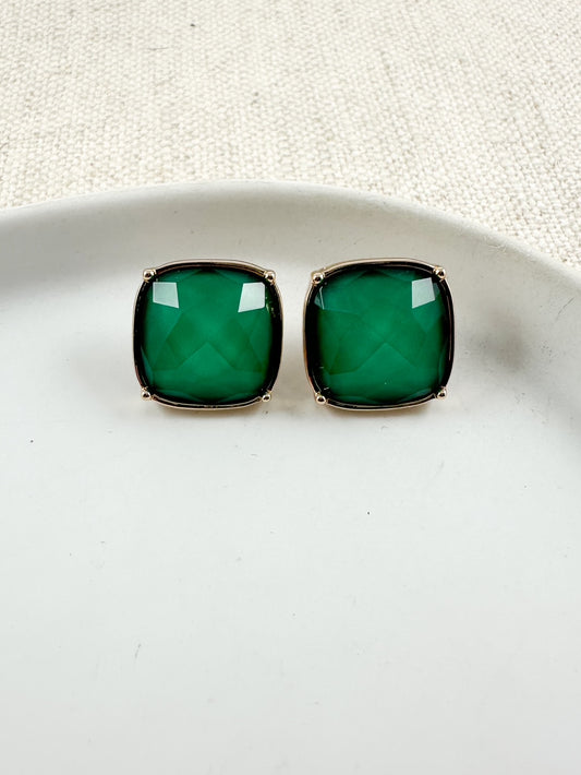 Quiet Light Studs, Emerald Green
