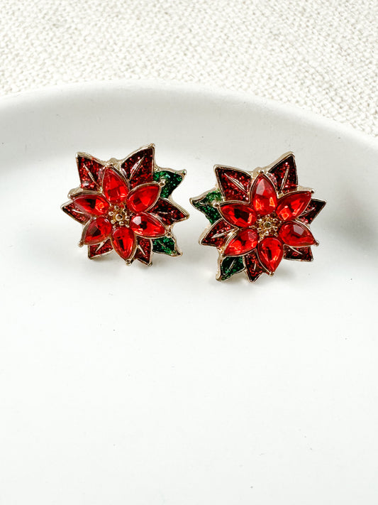 Glittering Poinsettia Studs