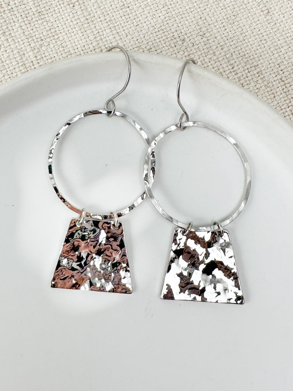 Burnished Echo Earrings, Silver