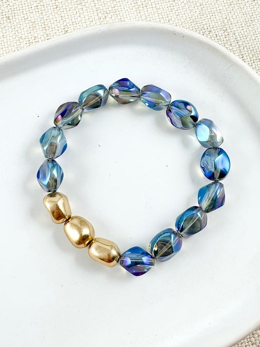 Honey & Crystal Bracelet, Ocean Blue