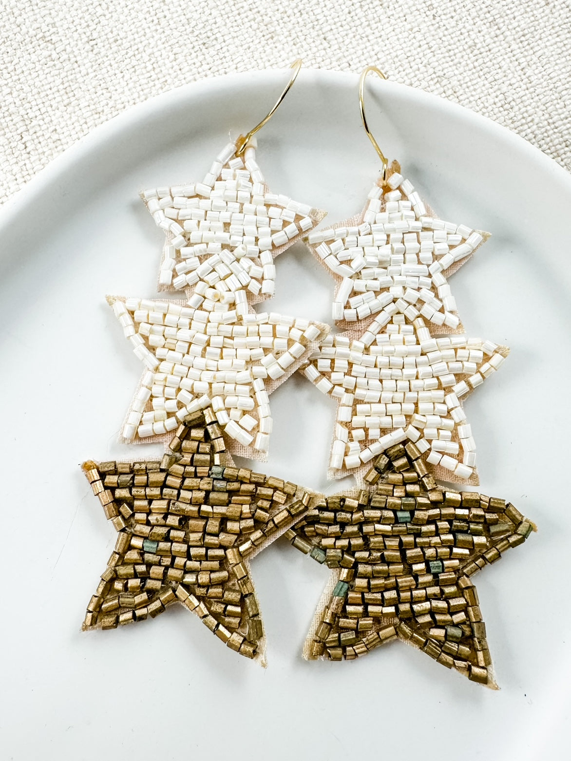 Rows of Starlight Earrings, Ivory Ombre