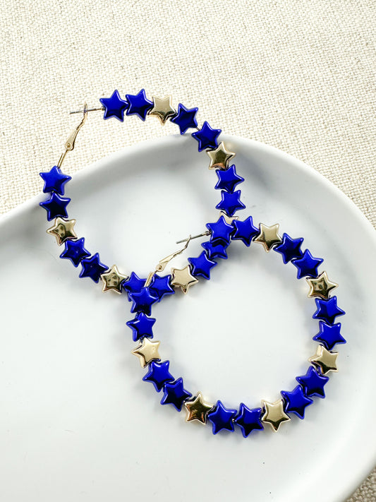 Sassy Star Hoops, Blue