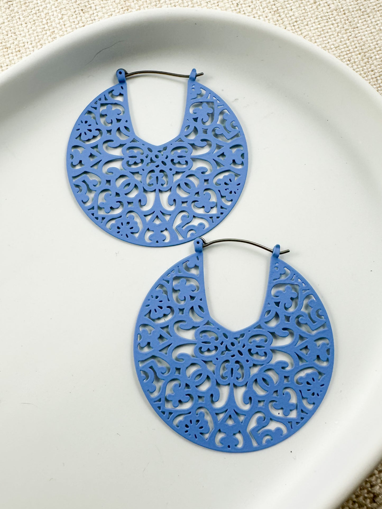 Filigree Hoops, Blue