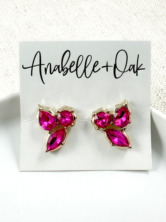 Petal Spark Studs, Hot Pink