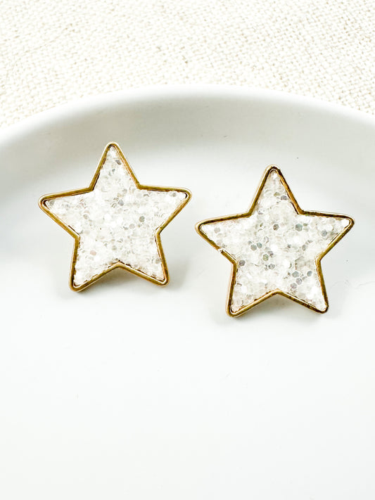 Stardust Studs, White