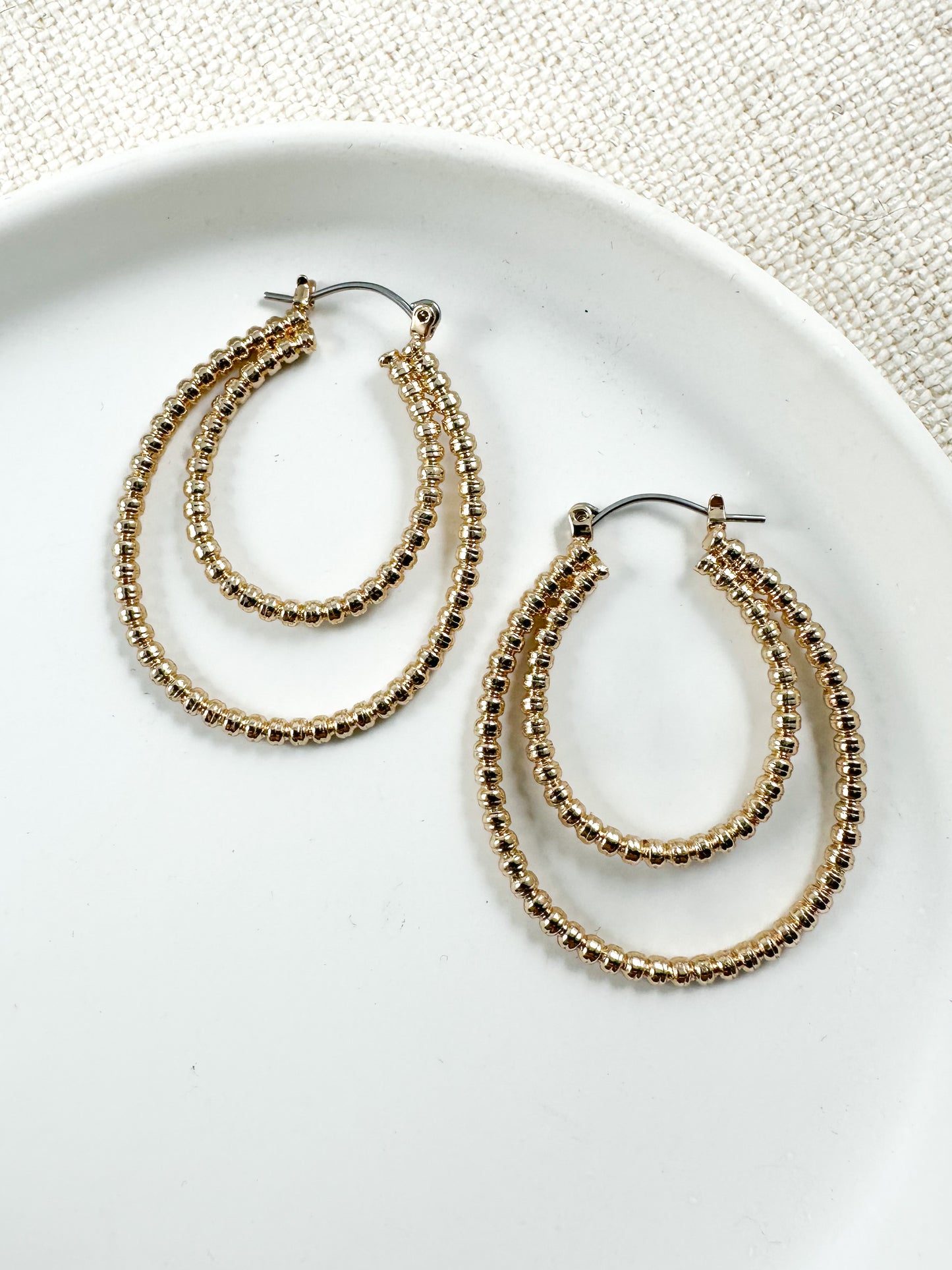 Double Loop Hoops, Gold