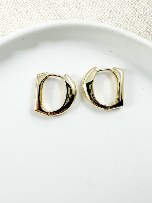 Architectural Huggie Hoops, Gold