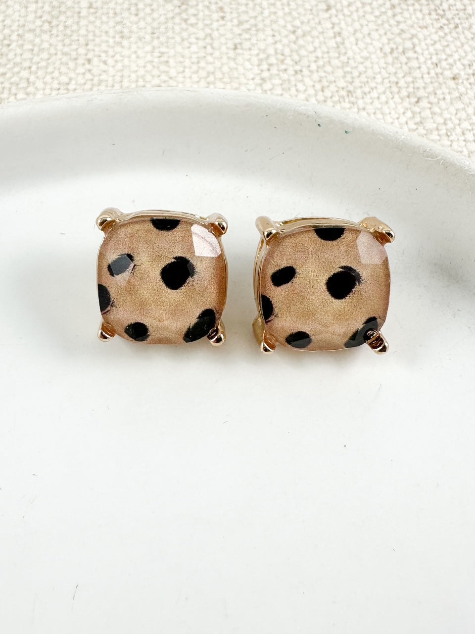 Spotted Luxe Studs, Taupe